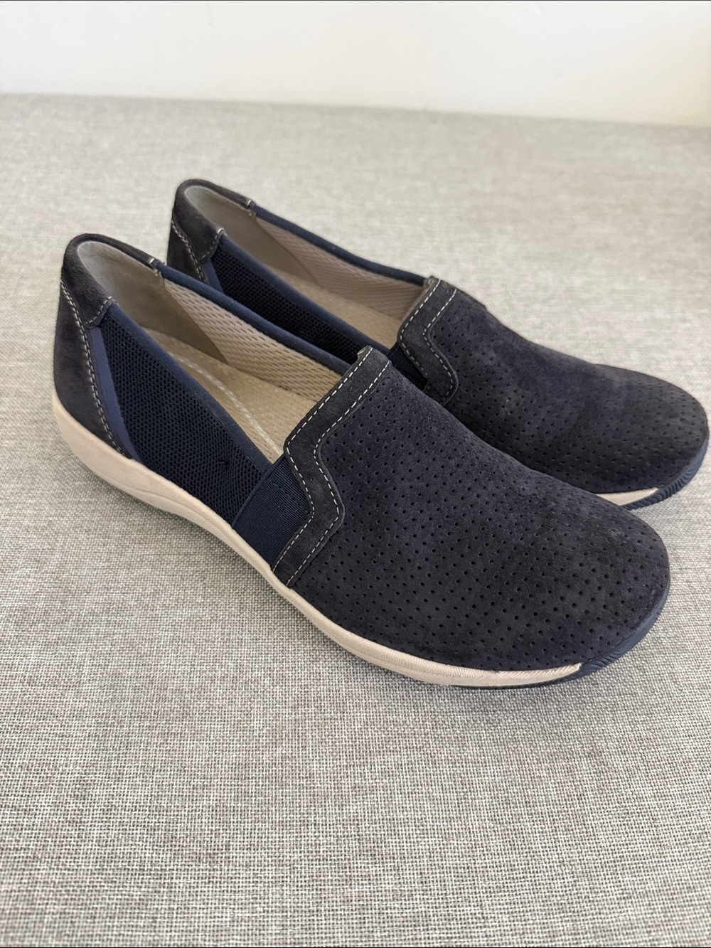 Dansko Halle Navy Perforated Slip-On Loafers
